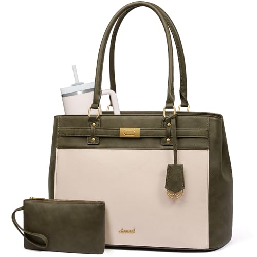 LOVEVOOK Laptop Tote Bag for Women, 15.6 Inch Waterproof Leather Work Computer Bag, Large Business Office Briefcase Shoulder Handbag Purse Gifts for Women