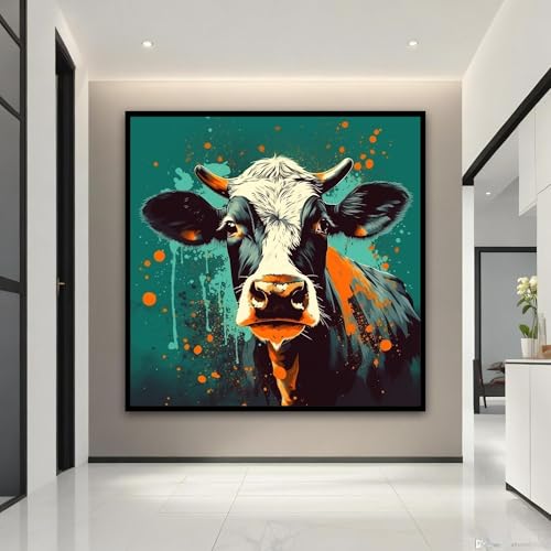 Toile vache colorée de 80 cm pour illuminer un salon chaleureux
