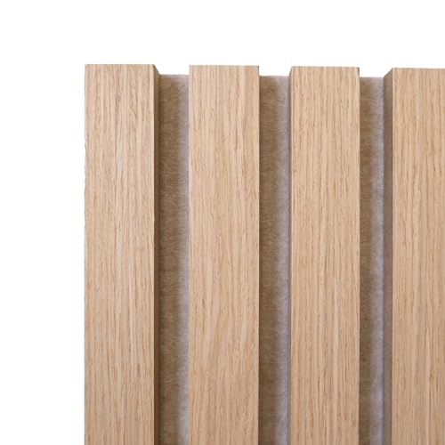 Masquepack – Panel Acústico Decorativo de Madera Roble Natural MDF 240x60 cm - Paneles Decorativos para Pared, Absorción de Sonido y Diseño Moderno (240x60 cm - Beige, 1)