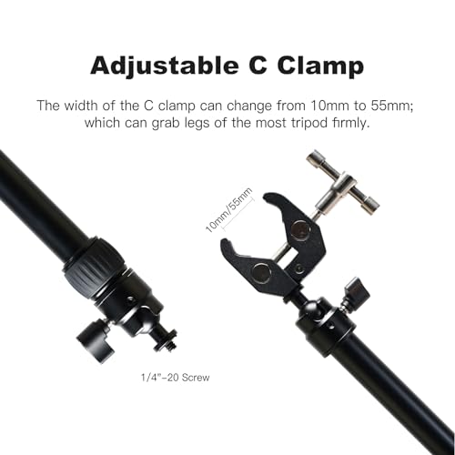 Image of Accsoon Camera Slider Support Arm(2 Arms in), Adjustable Tripod Stability Arm for Increasing Stability in Aluminum Alloy Extendable Pole for Slider Rail Track with C Clamp and Ballhead