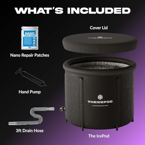 Image of The Pod Company Cold Plunge Ice Bath Bundle - 84-Gallon Portable Ice Pod with Insulated Lid, 18 Reusable Ice Bricks & Cleaning Kit for Home Recovery & Wellness