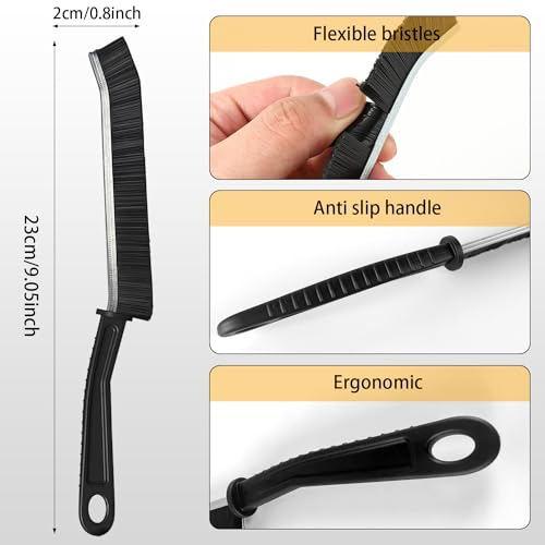 YUDANSI Crevice Cleaning Brushs (5pcs Long Handle Hard Bristle Cleaning Tools)(Anti-Slip Small Spaces Gaps Cleaning)(Home Kitchen Bathroom Narrow Corners Floor Scrubbing) Grout Cleaner Brush - Image 2