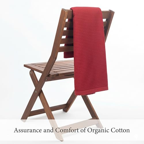 Image of GOTS Certified 55 inchX60 inch Throw 100% Organic Cotton Waffle Blanket-Red