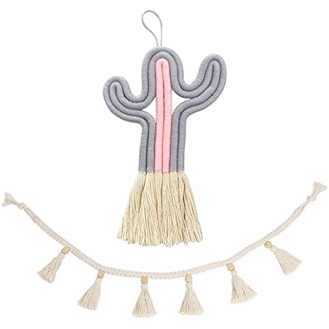 Wall Hanging Tassel Banner, Handmade Woven Decoration Boho Home Decor Accessories Living Nursery Room Bedrooms Party Festival Craft Gift (Gray) Cover