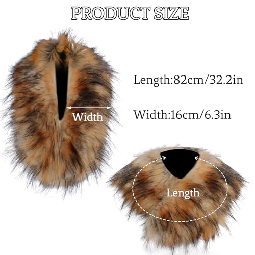 Women's Faux Fur Collar Neck Warmers for Women Wolf Scarf Deer Costume Accessories Cave Woman Accessories with Hidden Button2