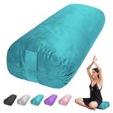 TokSay Yoga Bolster Pillow for Restorative & Yin Yoga - Meditation Pillow with Velvet Cover - Rectangular (Green)