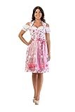 Trachtl.de Dirndl Trachtenkleid Damen GEBLÜMT ROSA (501) 3.TLG 34