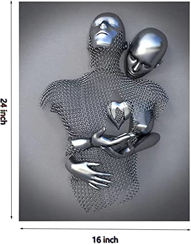 Zmured 3D Wall Art Decor Artwork Figure Statue Modern Art Canvas Painting,Large Wall Art For Bathroom Bedroom Decoration (Hold Gray Heart) #TOP2