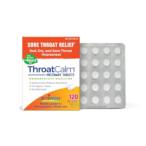 Boiron ThroatCalm Tablets for Relief of Sore Throat Scratchy Red or Dry Throat and Hoarseness - 120 Count