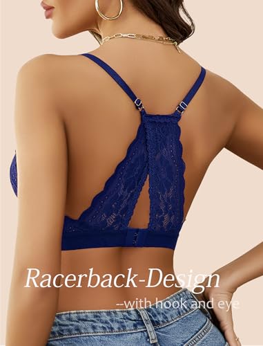 Image of Avidlove Bralettes for Women Lace Racerback Bras Wireless Unlined Bralette Comfy Bra Sexy Lingerie Tops