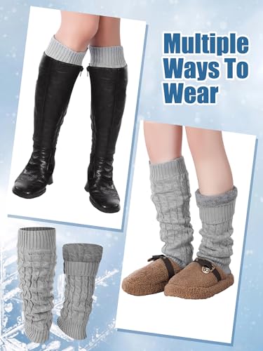 Shihanee Winter Fleece Lined Leg Warmers for Women Knit Long Leg Warmers Warm Fleece Lined Boot Socks for Skating Daily Wear