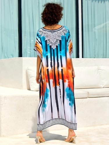 Image of NFVNKJ Women's Plus Size Beach Lounge Kaftan Maxi Dress Swimsuit Coverup for Women