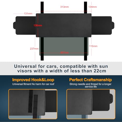 image for Veharvim Sun Visor Extender for Car with 2 Side Sunshade, Polarized UV