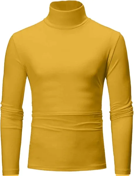 Men's Turtleneck Top Slim Fit Solid Base Thin Sweater Casual Long Sleeve Underwear Tops Male Cozy Blouse T-Shirt
