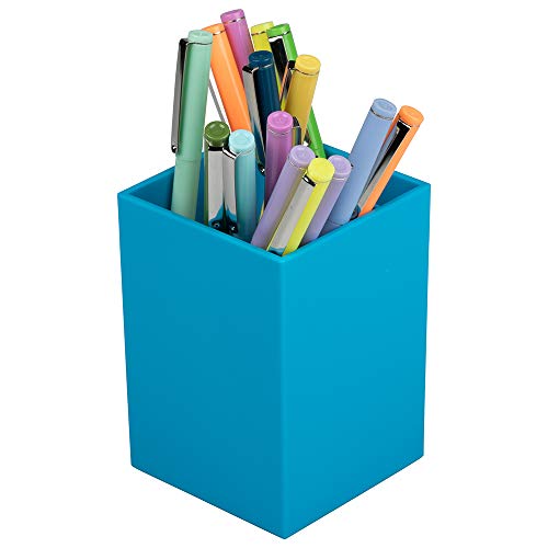 Image of JAM PAPER Plastic Pen Holder - Blue - Desktop Pencil Cup Sold Individually