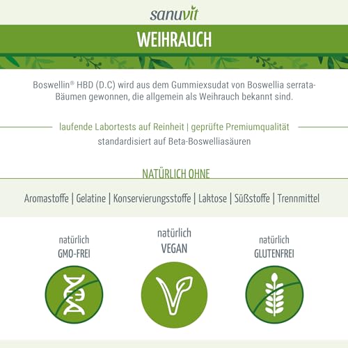 Weihrauch-Kapseln Sanuvit – 500 mg Boswellia serrata, Vegan, 180 Kapseln