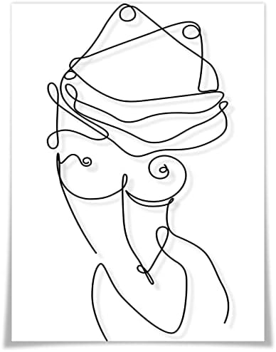 IXMAH Abstract Minimalist Woman Body Line Art Wall Decor, Black White Feminine Body Silhouette Canvas Wall Art, Modern Female Contour Poster Girl Sketch Drawing for Bedroom 16x24in Unframed