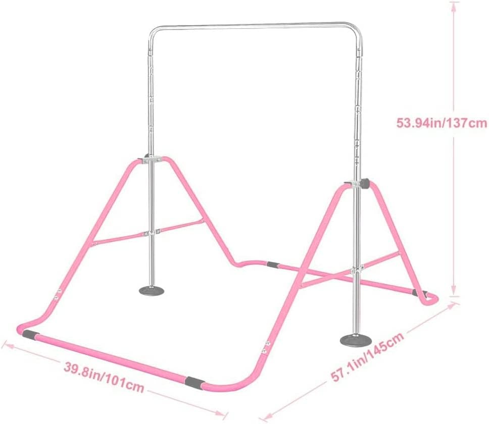 FBSPORT Gymnastics Bar, Folding Horizontal Bar Gymnastics Equipment for Kids Home Training, Expandable Gymnastics Training Bar Junior with Adjustable Height for Girls Boys