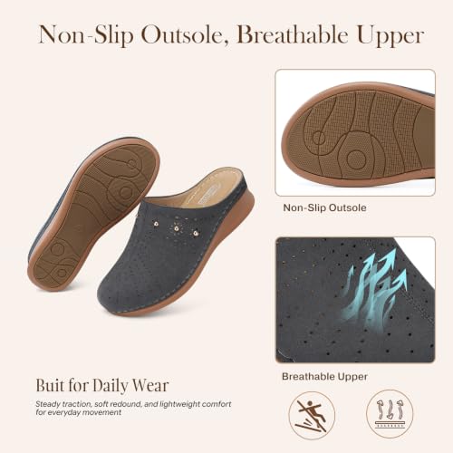 Image of SHIBEVER Clogs for Women Mules Comfortable: Slip On Closed Toe Casual Shoes | Cushioned Footbed All-Day Comfort Non Slip Platform Dress Shoes Breathable Upper for Walking Work Business Office Travel