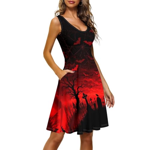 Image of TOADDITDO Womens Summer Sleeveless Tank Dress with 2 Side Pockets XS-4XL Plus Size