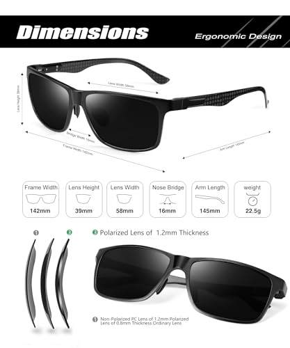 ANYLUV Polarized Sunglasses for Men Rectangular Classic Al-Mg Metal Frame Sun Glasses Mens Sunglasses with UV Protection3