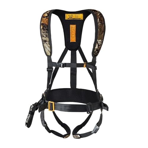LANCERGEARS Hunting Safety Harness Tree Stand Harness Deer Harness with Tree Strap Edge Camo Adjustable M/L/XL/XXL-Large