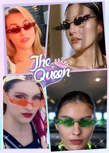 4 Pcs Fire Flame Sunglasses Women Men Halloween Fire Shaped Glasses cosplay Accessory Party Eyewear3