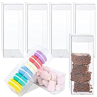 100 PCS Clear PET Plastic Storage Boxes Transparent Present Box Empty Containers Rectangle Cube Candy Chocolate Cookies Treat Case for Christmas,Wedding,Party,Baby Shower (2x2 x6 Inch)