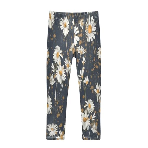 Toddler Girls Leggings Printed Yoga Pants Leggings White Daisy Yellow Dot for Kids