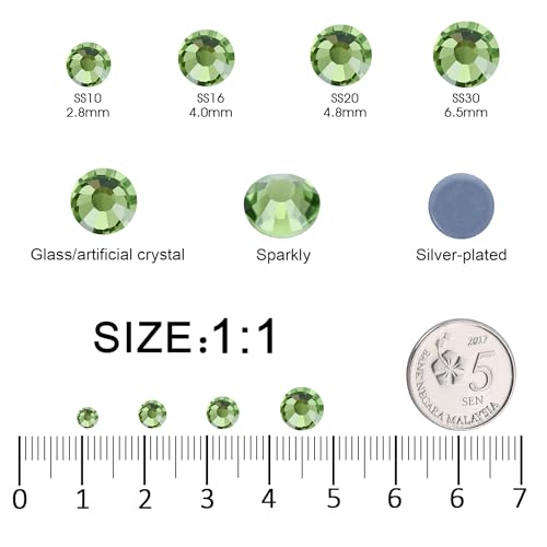 Image of Hotfix Rhinestones Bulk, 14400PCS Light Green Hot Fix Rhinestones for Clothes DIY Decoration Crafts, Light Green, SS20, 4.6-4.8mm