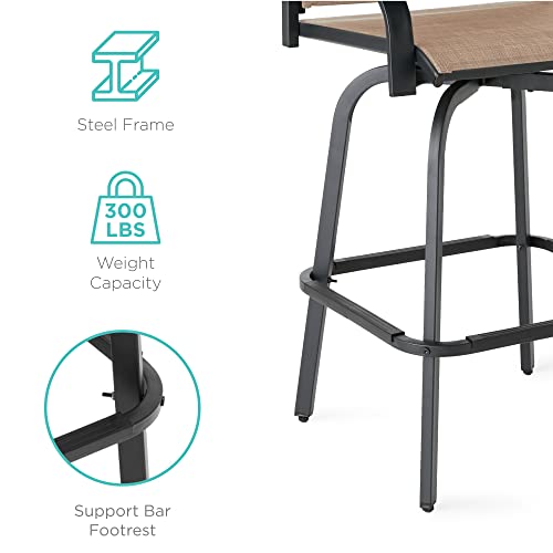 Best Choice Products Set Of 2 Swivel Barstools, Bar Height Outdoor Chairs, 360 Rotating Patio Bar Stools W/All-Weather Mesh, 300Lb Capacity - Tan #TOP5