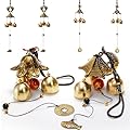 Eorbow 4 Pack Lucky Wind Chimes, Chinese Feng Shui Wind Bell, 3-Bell Vintage Blessing Hanging Wind Chime with Fish Coin for Safe, Good Luck, Wealth Home Garden Patio Hanging Decoration Gift