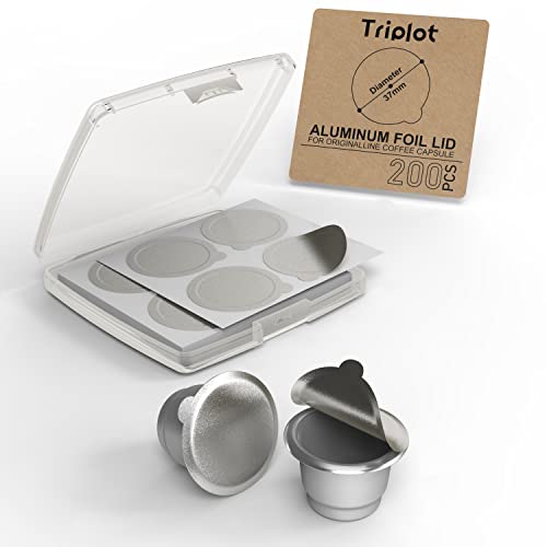 Image of Tiplot Aluminum Lids for Reusable Nespresso OriginalLines Capsules 200pcs,Self Adhesive Foil Sticker Seals 200pcs for Refillable Coffee Pods Stainless Compatible Nespresso Original Line Machines.