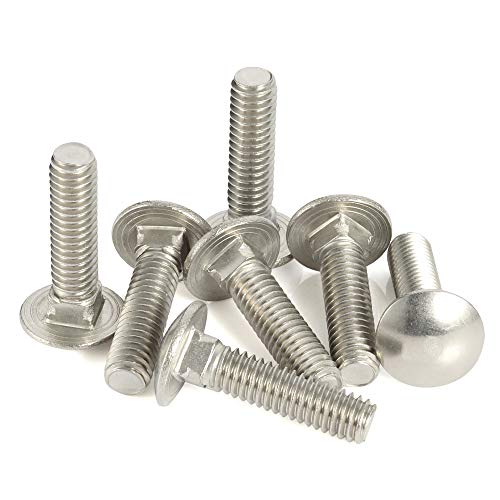 Image of 1 /4-20 x 1-1 /2 inch Carriage Bolts Screws, Stainless Steel 18-8 (304), Round Head, Square Neck, Fully Threaded, 25 PCS