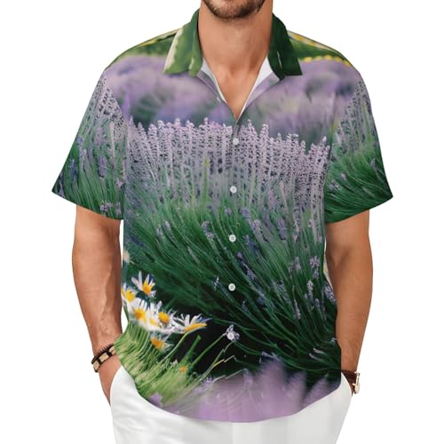 Chemise imprimé lavande homme manches courtes plage et bureau