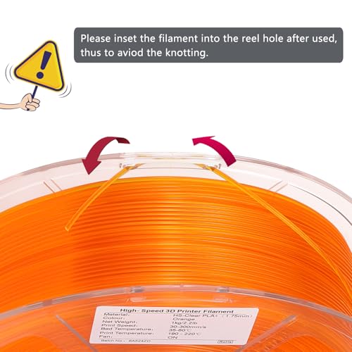 Image of iSANMATE Rapid Clear PLA Filament 1.75mm, Orange 3D Printer Filament Transparent Filament, Fast Printing Speed PLA, Dimensional Accuracy ±0.02mm, 1kg Spool