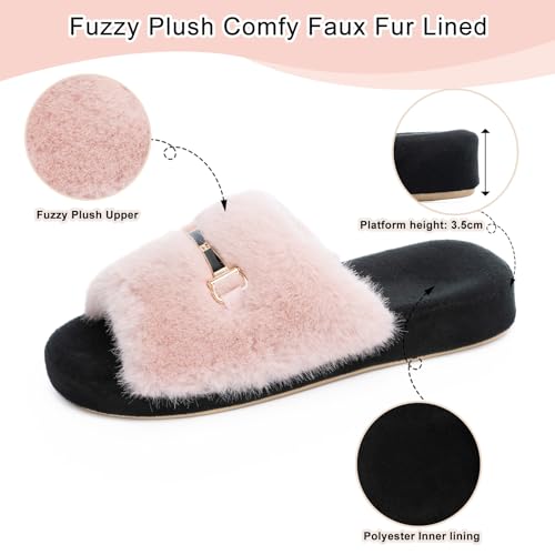 Cozy House Slippers for Women Indoor Outdoor with Memory Foam Open Toe Fuzzy Womens Slide Slippers Sandals Arch Support House Shoes3