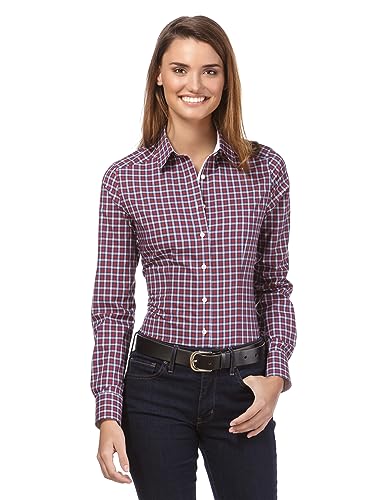 Vincenzo Boretti Damen Bluse leicht tailliert 100% Baumwolle bügelleicht Langarm Hemdbluse elegant...