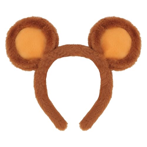 Moikolok Plush Brown Animal Ears Headband Faux Fur Bear Mouse Chipmunk Ears with Bendable Wire Adjustable Costume Accessory for Halloween Cosplay Parties