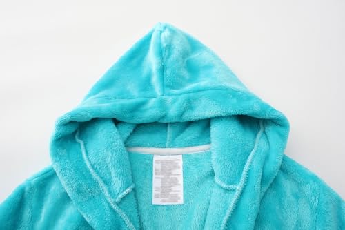 Image of Girls Fleece Hooded Robes, Warm Printed Bath Robe for Kids Soft Fuzzy Bathrobe for Gifts