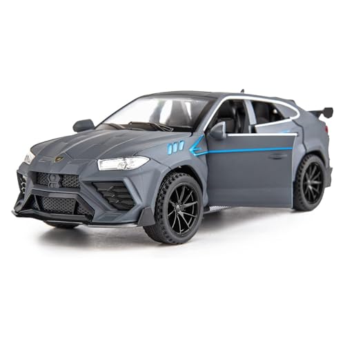 WAKAKAC Compatible for 1/32 Lambo Urus Model Car Diecast Collectible Pull Back Toy Car with Light and Sound Toy Vehicle for 3+ Year Old Kids Boys Gift Gray
