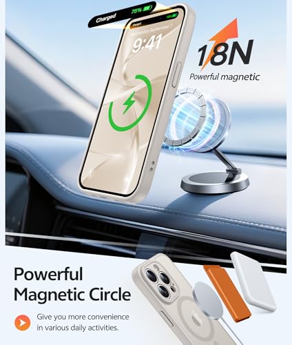 Image of FNTCASE for iPhone 15 Pro Max Case: [Compatible with Magsafe] Translucent Matte Cases with [Full Camera Protection] [Screen Protector] Military Grade Shockproof Protective Phone Cover - Off White