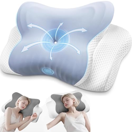 Vipfree Cervical Support Pillow, Memory Foam Orthopedic Pillow, Cervical Pillows for Neck Pain Relief, Anti Snore Sleep Apnea,Butterfly Memory Foam Neck Support for Side Sleepers, Back, Stomach (Blue)