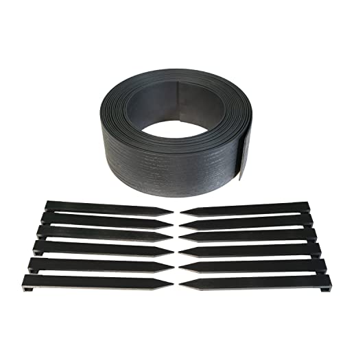 EasyFlex Composite Dig-in Landscape Edging with Anchoring Stakes, 4.5" Straight Top Edging, Garden Edging Border, 40 Foot Kit, Black by EasyFlex - Used condition - US$26.65