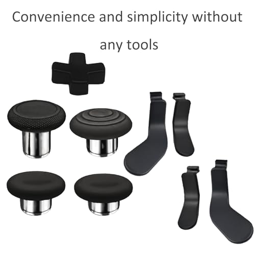 Image of 9 in1 Metal Thumbsticks for Xbox One Elite Series 2 Core Controller,Replacement Paddles for Xbox Elite Series 2 Controller Accessories with 4 Swap Joystick,4 Paddles,1 D-Pads(Black)