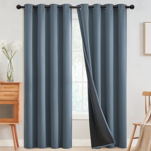 Image of SimpleHome Stone Blue 100% Blackout Curtains Room Darkening Living Room 96L