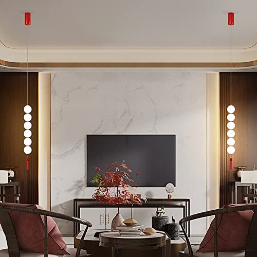 Lámpara colgante de techo con luces LED de cuerda roja e iluminación ambiental variable 5