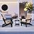 LOENIY Adirondack Chair Set of 2 with Cushion & Cup Holder, HDPE Folding Adirondack Chairs with Wood-Like Grain Outdoor Fire Pit Chairs for Patio/Porch/Swimming Pool/Camping (Black)