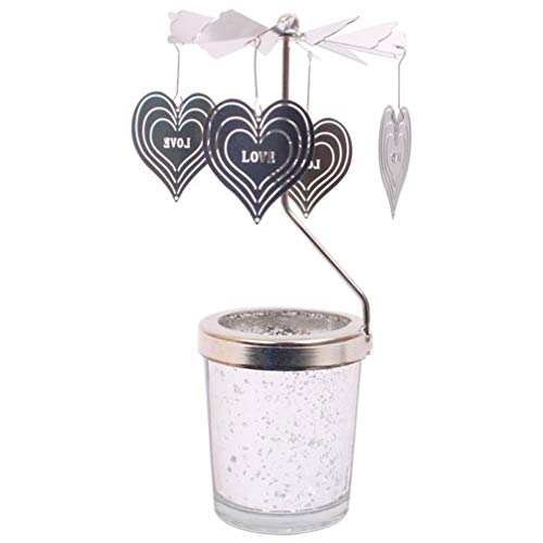 BESPORTBLE Rotating Windmill Candle Holder, Silver Votive Candle Holders - Spinning Love Candle Holder for Romantic Wedding Home Table Decor Christmas Holiday Favor