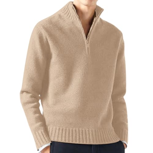 Pull homme demi-fermeture éclair en laine manteau tricot décontracté